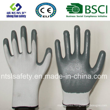 13G Polyester Shell with Nitrile Coated Work Gloves (SL-N101)